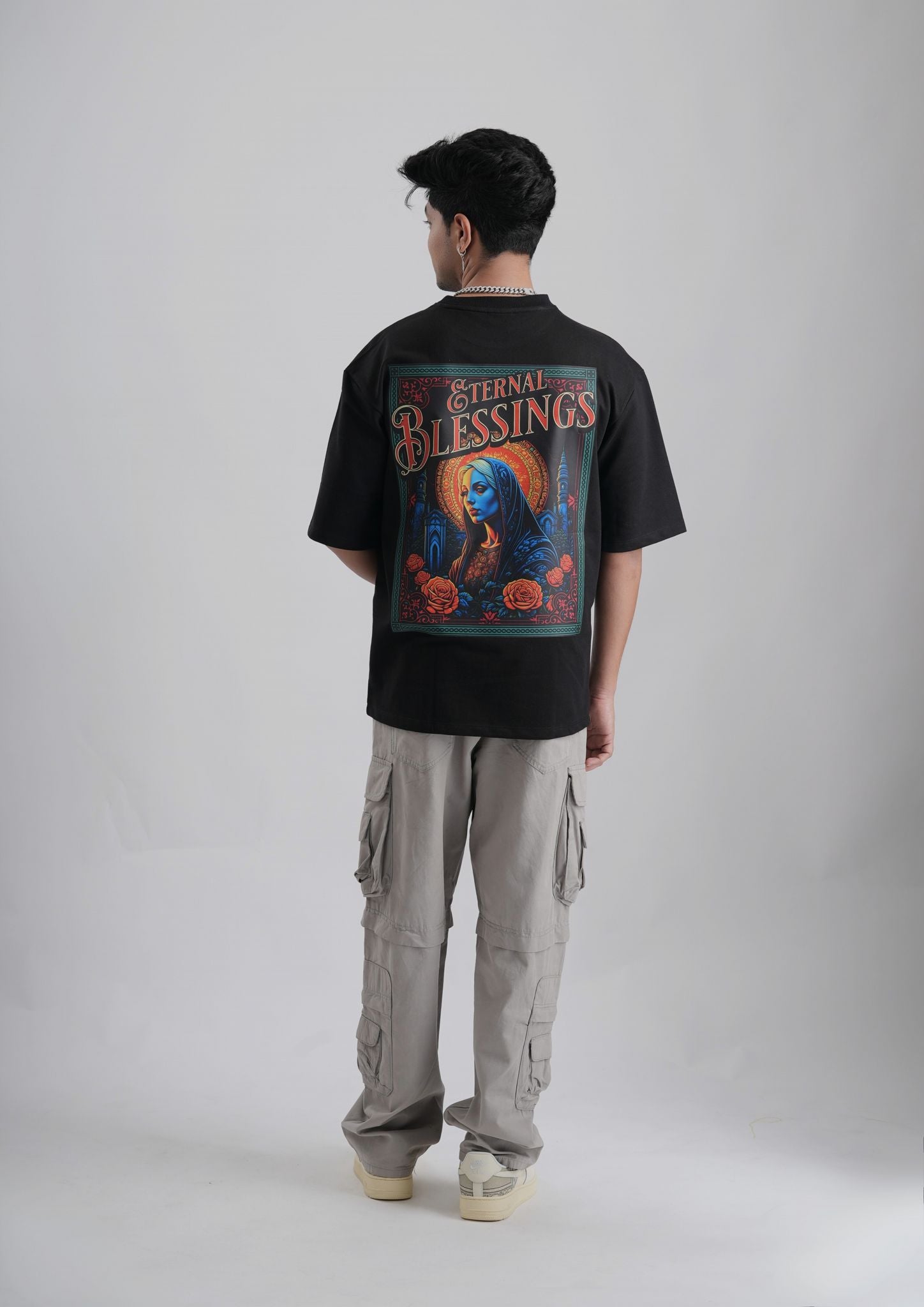 ARABIC- “Cyber Gaze” Oversized Graphic T-Shirt – Unisex – DRIPMONK