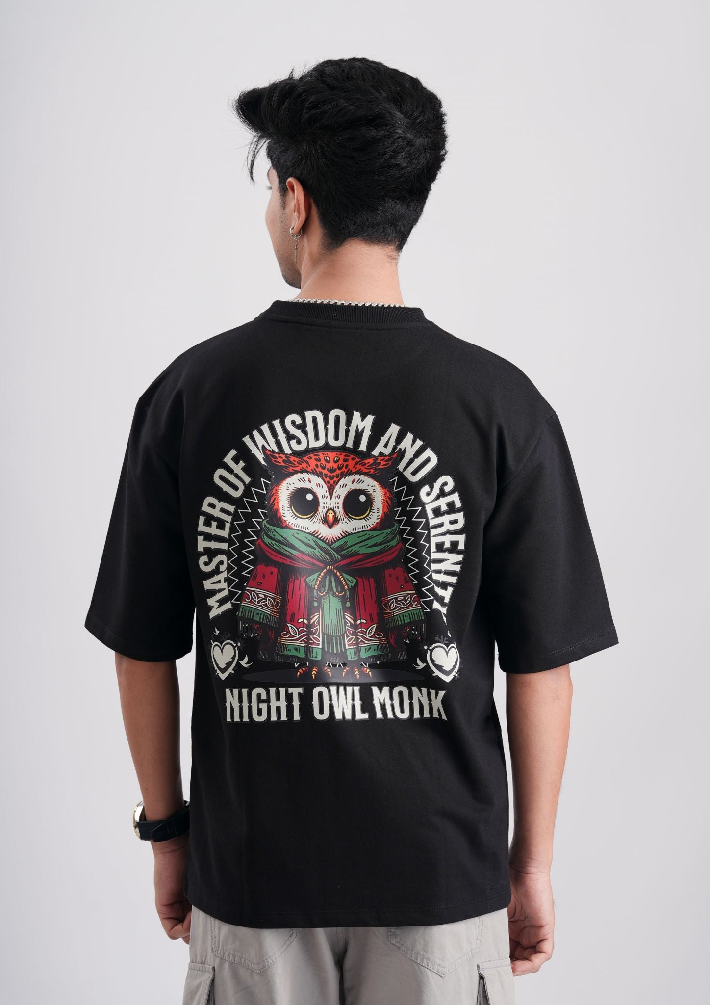 NIGHT OWL-Oversize Tee 100% Cotton French Terry