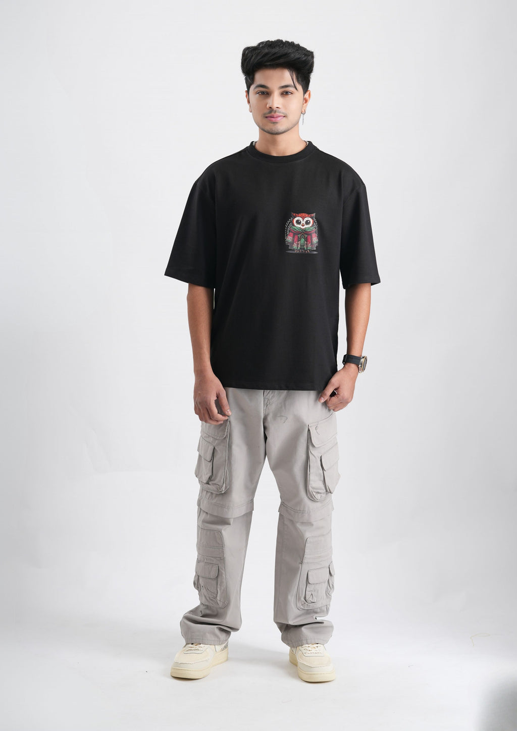NIGHT OWL-Oversize Tee 100% Cotton French Terry