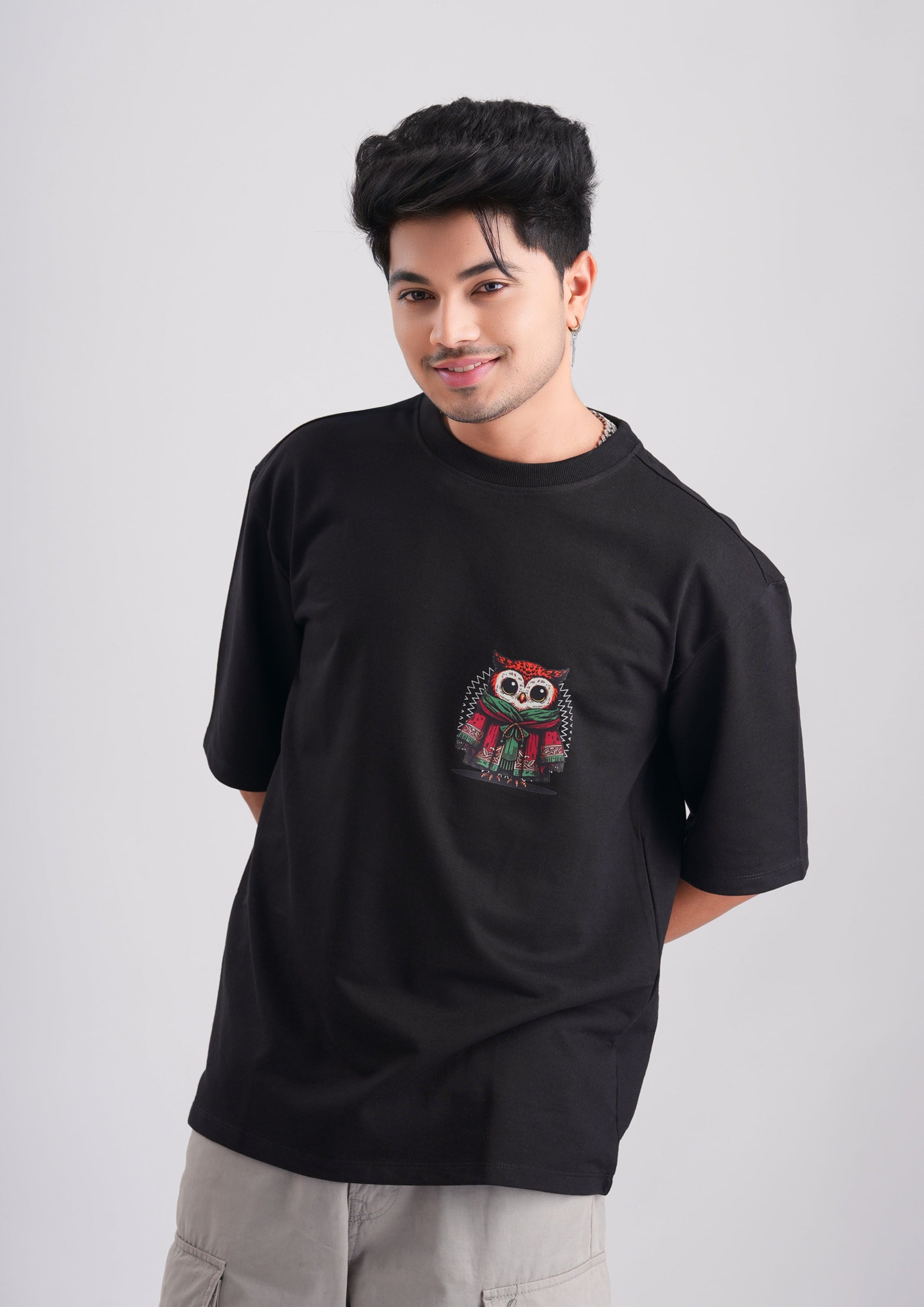 NIGHT OWL-Oversize Tee 100% Cotton French Terry