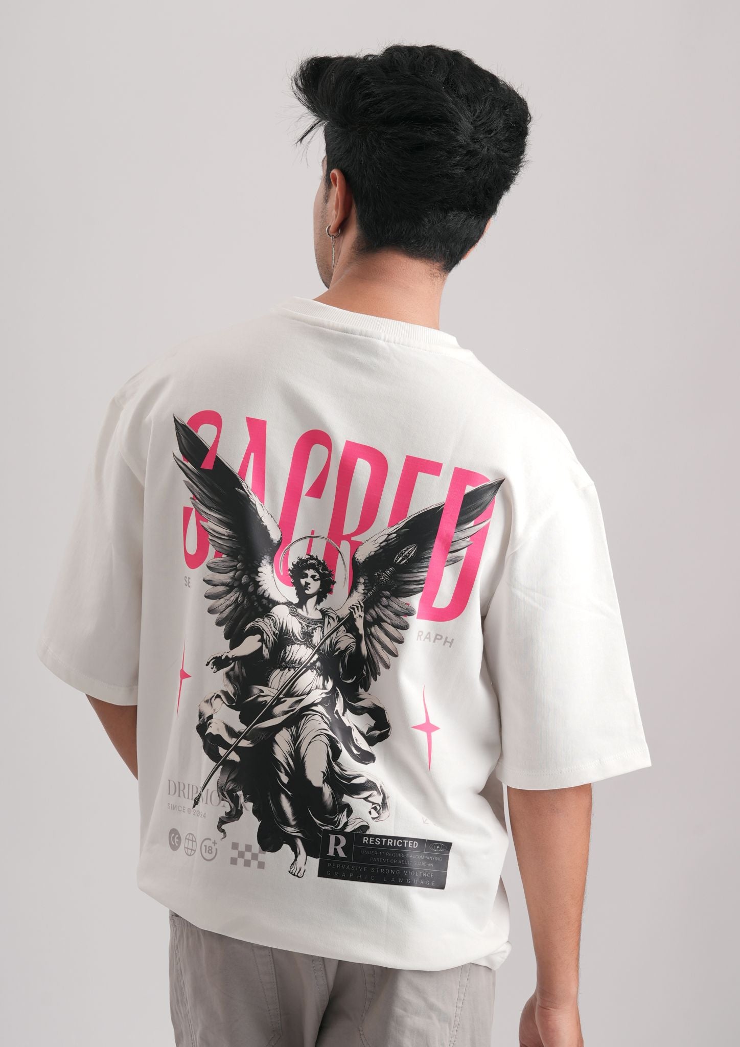 SACRED ANGEL OVERSIZE TEE-Oversize Tee 100% Cotton French Terry